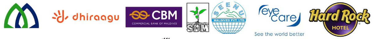 Local partners — Maldives Islamic Bank, Dhiraagu, CBM, SDM, Seenu, EyeCare, Hard Rock Hotel
