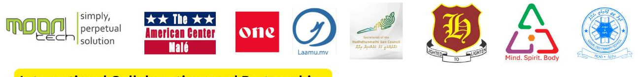 Local partners — MoonTech, The American Center, ONE, Laamu.mv, Gan Council, schools, Mind Spirit Body
